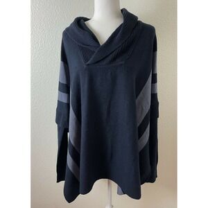 RDI  Women's Long Sleeve Sweater Navy Blue/‎ Black Cape Oversized Sz 3X